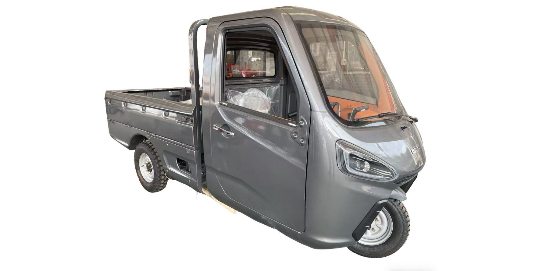 Gray enclosed electric cargo tricycle